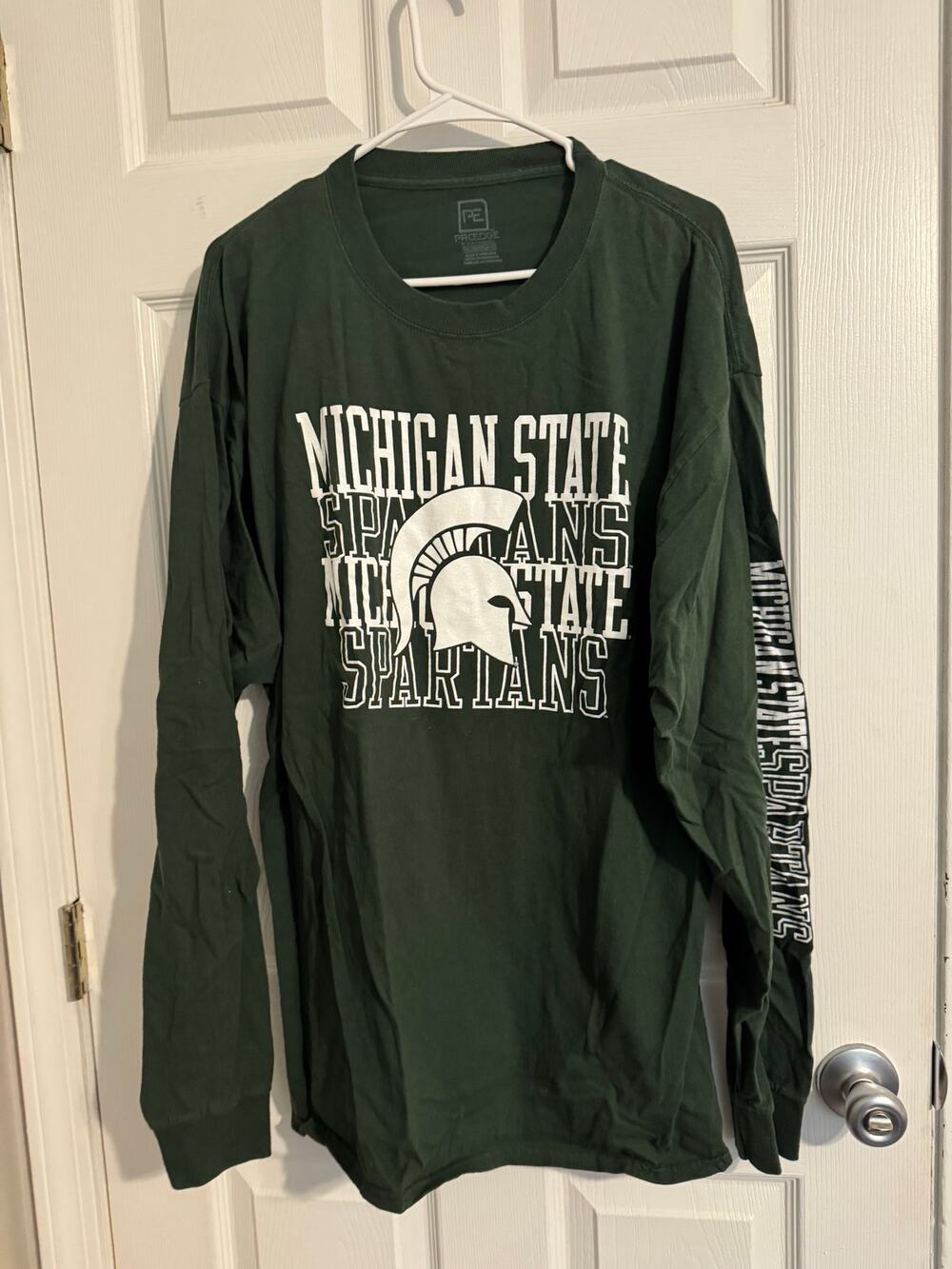 Pro Edge Michigan State University MSU Long Sleeve T-Shirt Green Spartans 2XL